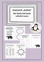 Vorschau - Arbeitsblätter - Arbeitsmaterial / Literaturprojekt zum sozialen Lernen anhand des Buches "Der Dachs hat heute schlechte Laune" Ethik, Deutsch, soziales Lernen, Dachs, Lesen, Ich und die anderen, Bilderbuch Klasse 1, 2, 3 Unterrichtseinheit - Deckblatt