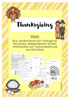 Vorschau - Arbeitsblätter - Materialpaket Thanksgiving - Deckblatt