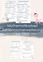 Vorschau - Arbeitsblätter - MATHEARBEIT KLASSE 3 // ZAHLENRAUMERWEITERUNG 1000 // - Deckblatt