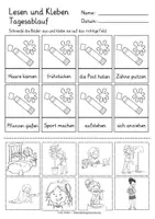 Vorschau - Arbeitsblätter - Deutsch Klasse 1 Tagesablauf DAZ Lesen und Kleben - Seite 2