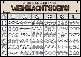 Vorschau - Mal- und Bastelvorlagen - Weihnachtsdeko Klassenzimmer, Dekoration, Fensterbilder, Boho, Sketchnotes würfeln - Seite 1