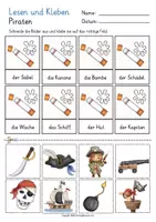 Aperçu - Feuilles d'exercices - Lesen und Kleben Piraten Deutsch allemand - Page 3