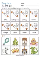 Aperçu - Feuilles d'exercices - FREEBIE fairy tales cut and glue English worksheets anglais - Page 2