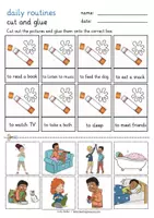 Aperçu - Feuilles d'exercices - daily routines cut and glue English - feuilles de travail anglais - Page 3