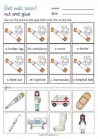 Aperçu - Feuilles d'exercices - health and diseases cut and glue English worksheets / anglais - Page 1