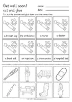 Aperçu - Feuilles d'exercices - health and diseases cut and glue English worksheets / anglais - Page 2