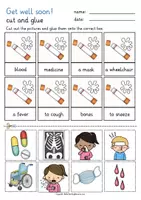 Aperçu - Feuilles d'exercices - health and diseases cut and glue English worksheets / anglais - Page 3