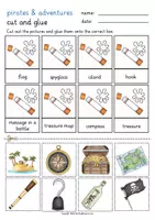 Aperçu - Feuilles d'exercices - English cut and glue pirates and adventures anglais - Page 1