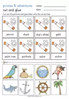 Aperçu - Feuilles d'exercices - English cut and glue pirates and adventures anglais - Page 2
