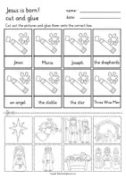 Vista previa - Hojas de trabajo - the Christmas story cut and glue English worksheets - página 3