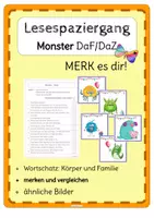 Vorschau - Arbeitsblätter - DaF Lesespaziergang Körper Monster - Deckblatt