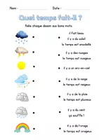 Aperçu - Feuilles d'exercices - Exercice CP/A1 : Quel temps fait-il ? La météo - Page de couverture