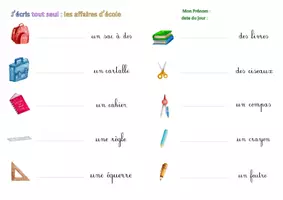 Aperçu - Apprentissages en autonomie - J'écris tout seul - Les affaires d'école (dictée muette) - Page 3