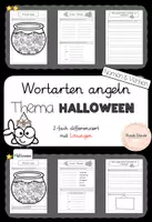 Vorschau - Arbeitsblätter - Wortarten angeln - Nomen und Verben an Halloween - Deckblatt