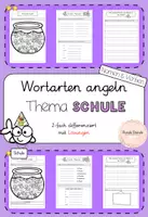 Vorschau - Arbeitsblätter - Wortarten angeln - Nomen und Verben in der Schule - Deckblatt