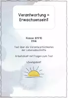 Vorschau - Arbeitsblätter - Verantwortung und Erwachsensein - Deckblatt