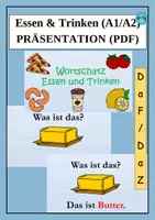 Vorschau - Präsentationen/Tafelbilder - Wortschatz Lebensmittel Präsentation - Niveau A1/A2 - Deckblatt