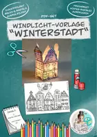 Vorschau - Spiele - Bastelvorlage Windlicht "Winterstadt" / Ausmalbild - Deckblatt