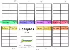 Vorschau - Mal- und Bastelvorlagen - Leseraupe Bastelvorlage, Lesepass und Urkunde - Deckblatt