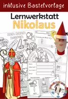 Vorschau - Arbeitsblätter - Nikolaus Arbeitsblätter für Klasse 1 und 2 inklusive Lauschaufgabe, Bastelvorlage und Mini Lesespur - Deckblatt