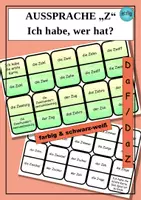 Vorschau - Spiele - Training der Aussprache von Z Spiel zur Phonetik Ich habe, wer hat - Deckblatt