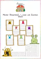 Vorschau - Anderer Materialtyp - Monster (Körperteile) - Lesen und Zuordnen (DaZ) - Deckblatt