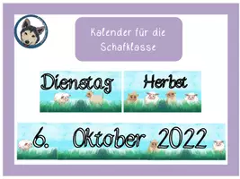 Vorschau - Präsentationen/Tafelbilder - Tafelkalender Schafklasse #Klassentier - Deckblatt