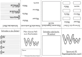 Vorschau - Arbeitsblätter - Miniheft Leporello Falthefte Buchstaben Buchstabenheft W und X Grundschrift - Seite 3