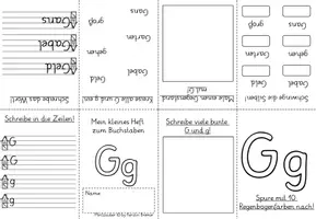 Vorschau - Arbeitsblätter - Miniheft Leporello Falthefte Buchstaben Buchstabenheft G und H Grundschrift - Seite 1