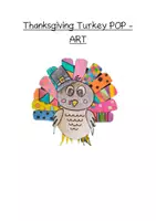 Vorschau - Arbeitsblätter - Thanksgiving turkey / Truthahn Pop Art thankful note - Deckblatt