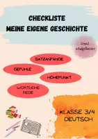 Vorschau - Arbeitsblätter - Checkliste Meine eigene Geschichte Deutsch - Deckblatt
