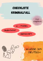Vorschau - Arbeitsblätter - Checkliste Kriminalfall Deutsch - Deckblatt