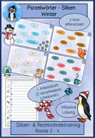 Vorschau - Stationenlernen - Purzelwörter, Schüttelwörter, Silben, Winter, Rechtschreibstrategien - Deckblatt
