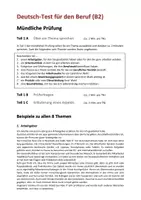 Vorschau - Arbeitsblätter - DTB B2 - Mündliche Prüfung, Teil 1, 2, 3 / Präsentation - Deckblatt