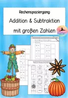Vorschau - Arbeitsblätter - Rechenspaziergang Addition & Subtraktion mit großen Zahlen (Herbst) - Deckblatt