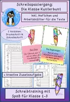 Vorschau - Arbeitsblätter - Schreibspaziergang Klasse Kunterbunt, Laufdiktat anderer Art, Schreibschrift , Klasse 2+3 - Deckblatt