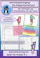 Vorschau - Arbeitsblätter - Schreibspaziergang Klasse Kunterbunt, Laufdiktat anderer Art, Schreibschrift, Klasse 3+4 - Deckblatt