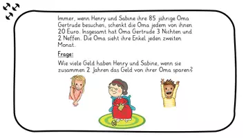 Vorschau - Fördermaterial/Inklusion - Textaufgabe / Sachaufgabe Oma verschenkt Geld + TIppkarten - Seite 1