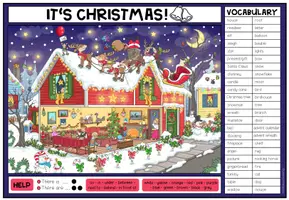 Vorschau - Arbeitsblätter - CHRISTMAS - Wimmelbild + Aufgaben (Englisch 3.-5. Schulstufe) - Seite 1