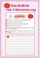 Vorschau - Arbeitsblätter - Wendediktat - Der Laternenumzug (Klasse 2 und 3) - Deckblatt