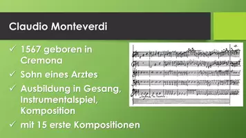 Vorschau - Präsentationen/Tafelbilder - Claudio Monteverdi (Präsentation und H5P) - Seite 1