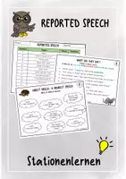 Vorschau - Stationenlernen - Reported Speech / Indirect Speech Stationenlernen / Lerntheke - Deckblatt