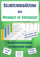 Vorschau - Arbeitsblätter - Selbsteinschätzung der Mitarbeit (Sozial- und Arbeitsverhalten) (fachübergreifend) - Deckblatt