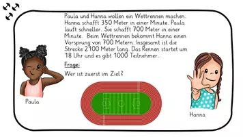 Vorschau - Fördermaterial/Inklusion - Sachaufgabe / Textaufgabe "Das Wettrennen" + Tippkarten - Seite 1