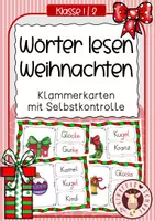 Vorschau - Stationenlernen - 32 Klammerkarten WÖRTER LESEN "Weihnachten/Winter" - Deckblatt