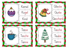 Vorschau - Stationenlernen - 32 Klammerkarten WÖRTER LESEN "Weihnachten/Winter" - Seite 1