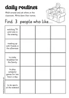 Aperçu - Fiches - daily routines worksheets "find someone who" English - Page 2