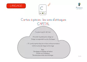 Aperçu - Cartes d'exercices - Langage - Cartes à pinces sons d'attaque - Capitales - Page 1