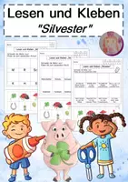 Vorschau - Arbeitsblätter - Lesen und Kleben Silvester - Deckblatt