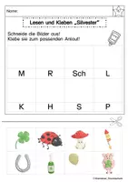 Vorschau - Arbeitsblätter - Lesen und Kleben Silvester - Seite 1